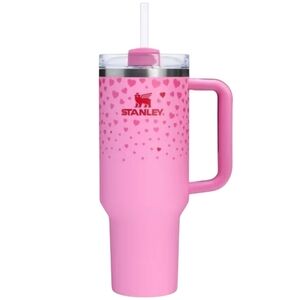 Stanley 40 oz Stainless Steel H2.0 Quencher Tumbler Pink Hearts Valentine's Day